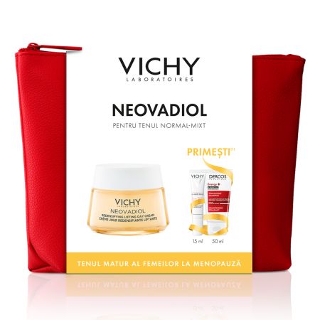 Pachet Crema cu efect de redensificare ten normal-mixt Neovadiol, 50 ml + Fluid cu SPF 50+ Capital Soleil, 15 ml + Sampon Aminexil Dercos, 50 ml, Vichy