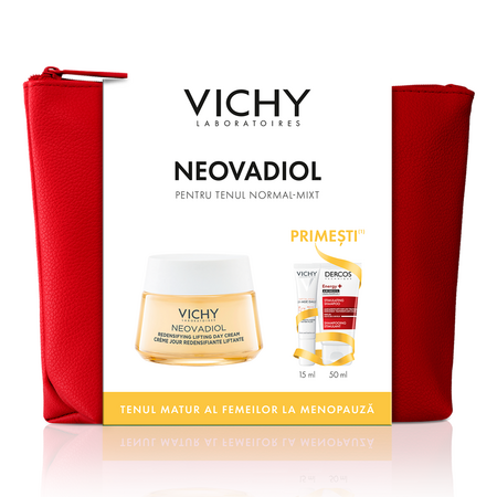 Pachet Crema cu efect de redensificare ten normal-mixt Neovadiol, 50 ml + Fluid cu SPF 50+ Capital Soleil, 15 ml + Sampon Aminexil Dercos, 50 ml, Vichy