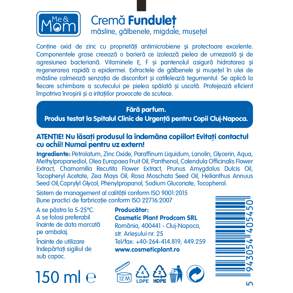 Crema pentru fundulet Me and Mom, 100 ml, Cosmetic Plant