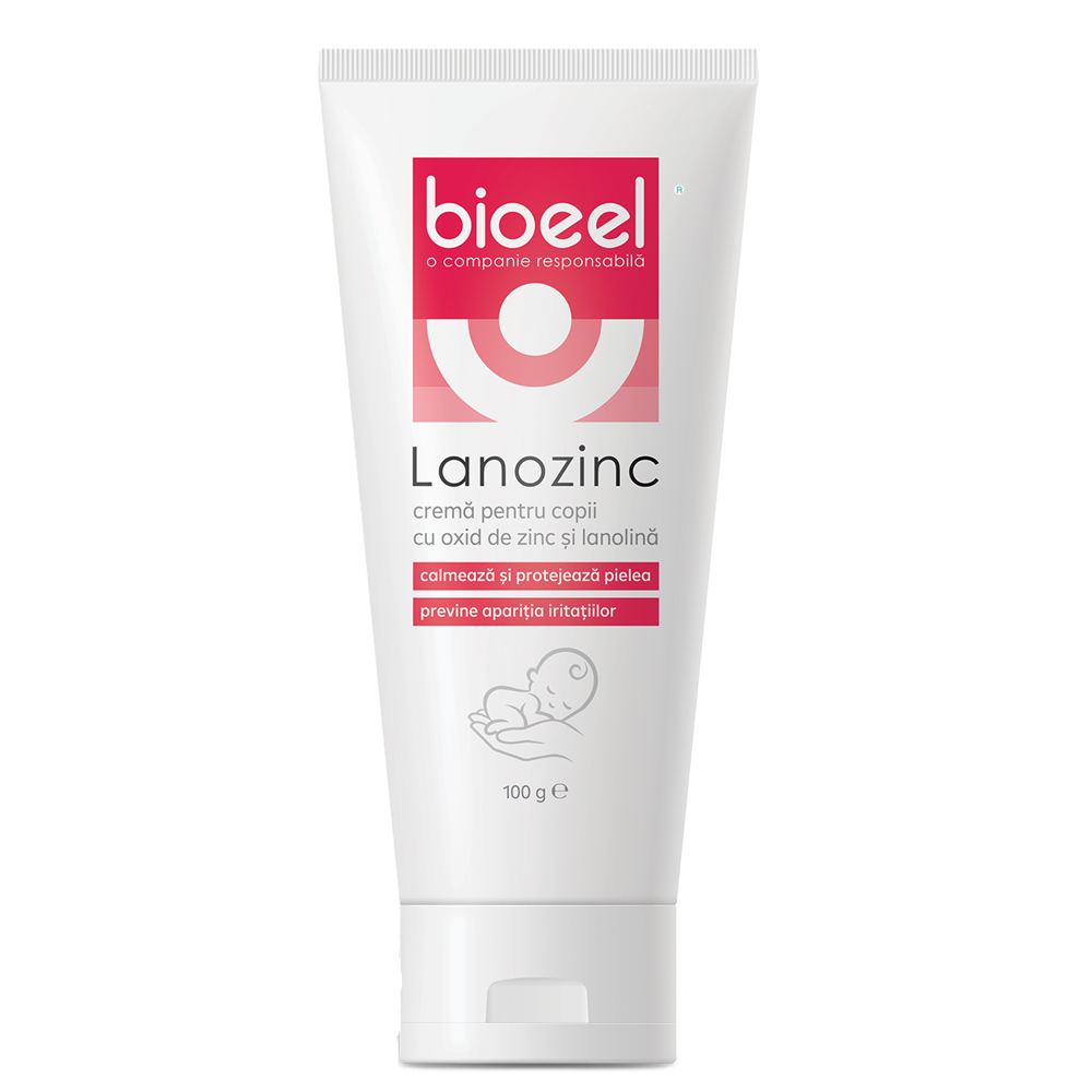 Crema pentru copii cu oxid si lanolina Lanozinc, 100 g, Bioeel
