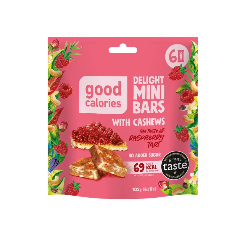 Mini batoane cu caju si zmeura, 102 g, Good Calories