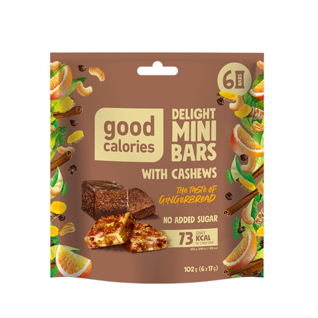 Mini batoane cu caju si turta dulce, 102 g, Good Calories