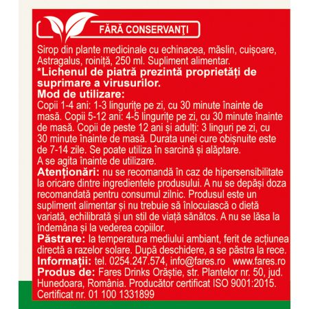 Sirop Biosept A16, 250 ml, Fares 702736