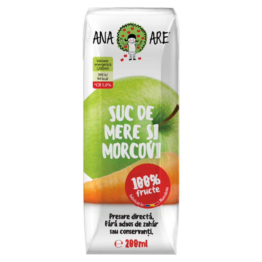 Suc de mere si morcovi, 200 ml, Ana Are