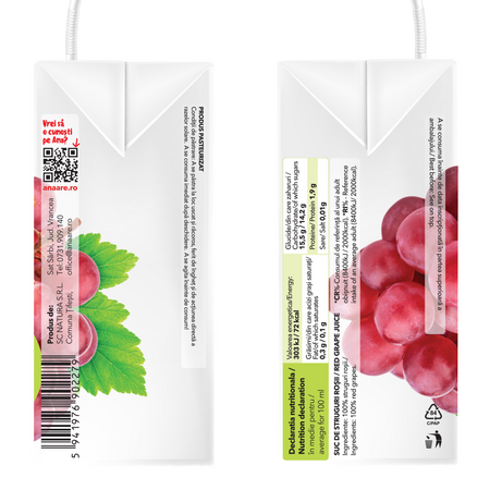 Suc de struguri rosii, 200 ml, Ana Are 632081