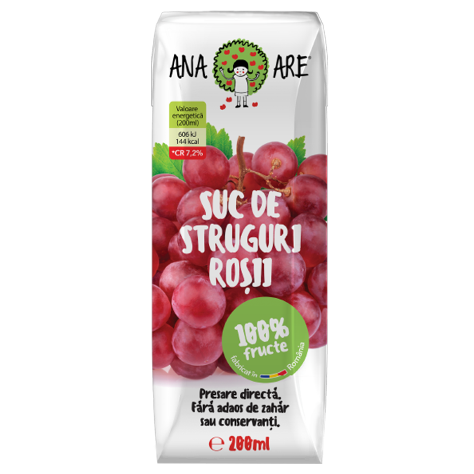 Suc de struguri rosii, 200 ml, Ana Are