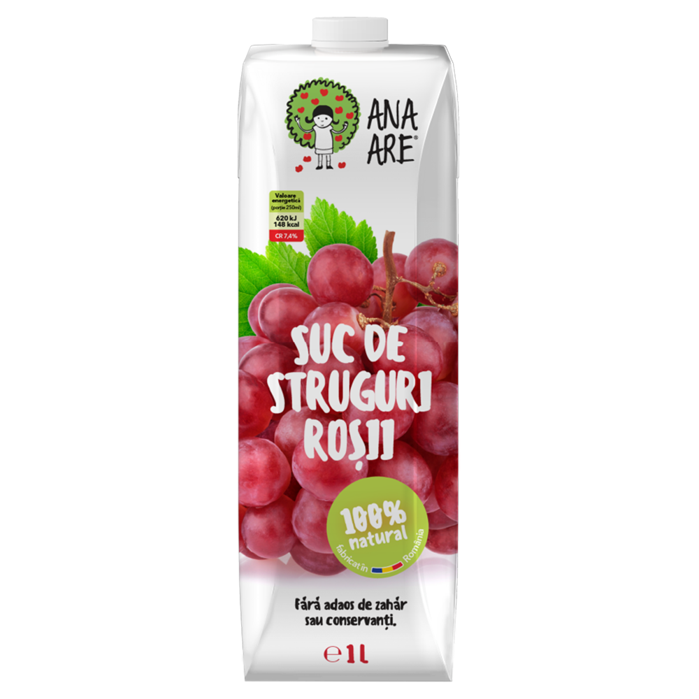 Suc de struguri rosii, 1000 ml, Ana Are