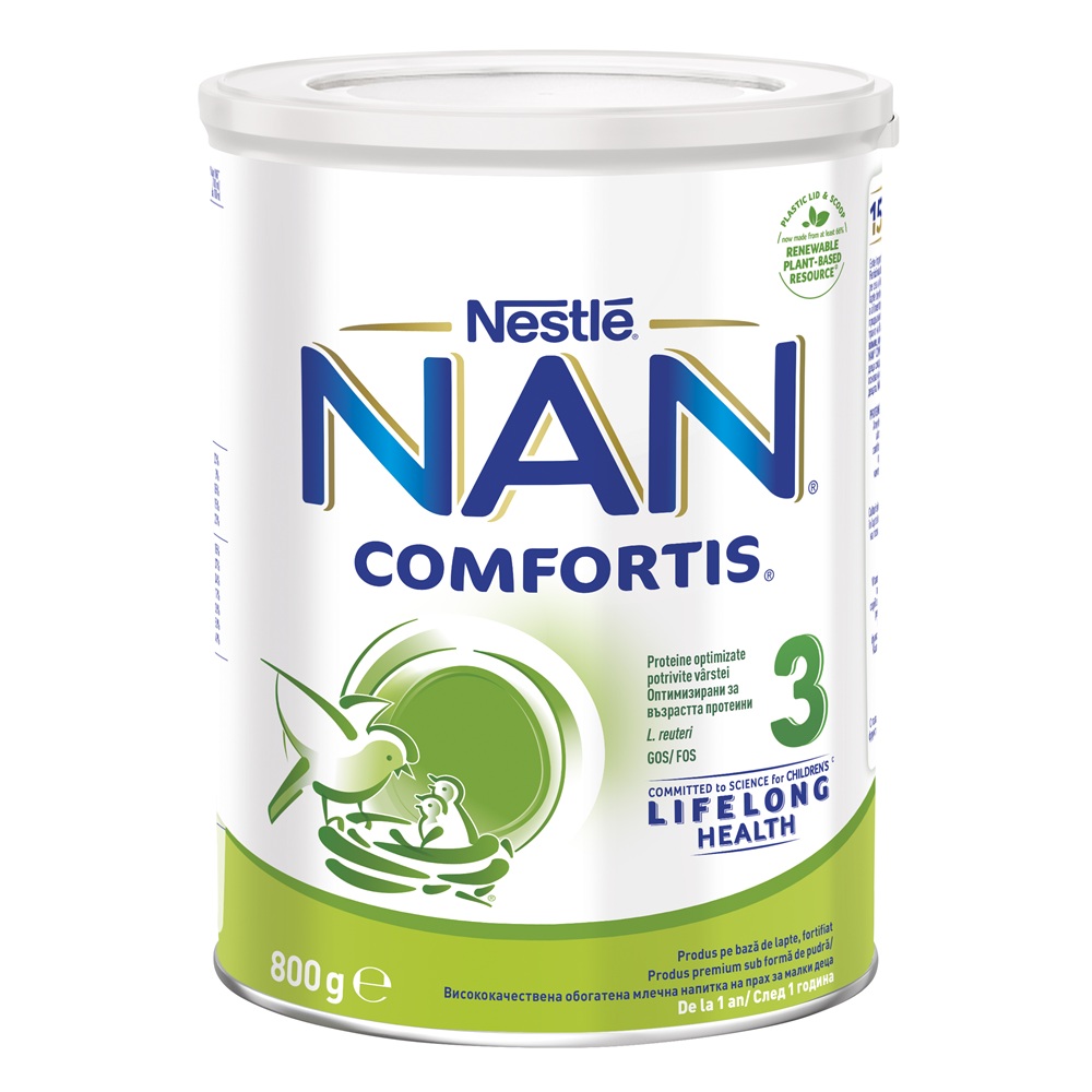 Lapte praf Nan 3 Comfortis, 1-2 ani, 800 g, Nestle