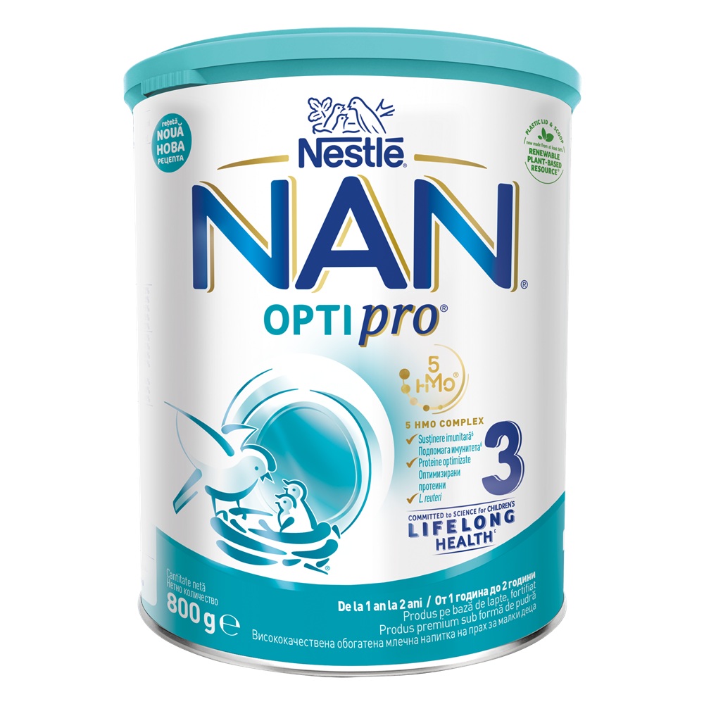 Lapte praf Nan 3 OptiPro, 12 luni+, 800 g, Nestle