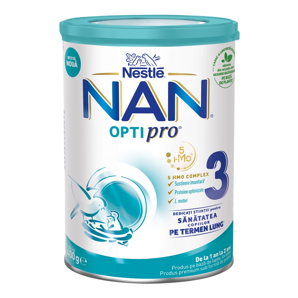 Lapte praf Nan 3 OptiPro, 12 luni+, 400 g, Nestle