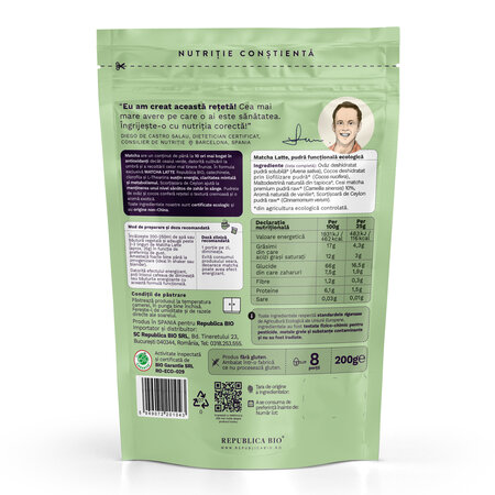 Pulbere eco Matcha Latte, 200 g, Republica Bio 701949