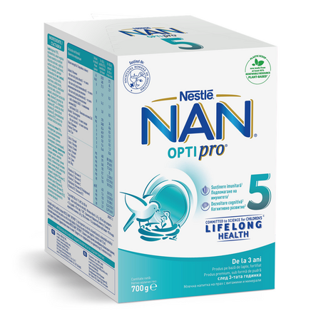 Lapte praf Nan 5 Optipro, 3 ani+, 700 g, Nestle 722589