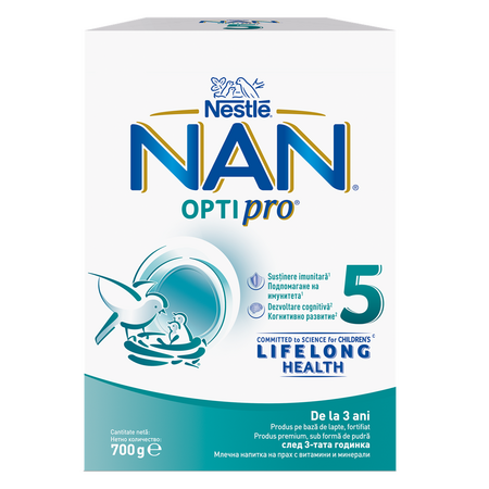 Lapte praf Nan 5 Optipro, 3 ani+, 700 g, Nestle 722588
