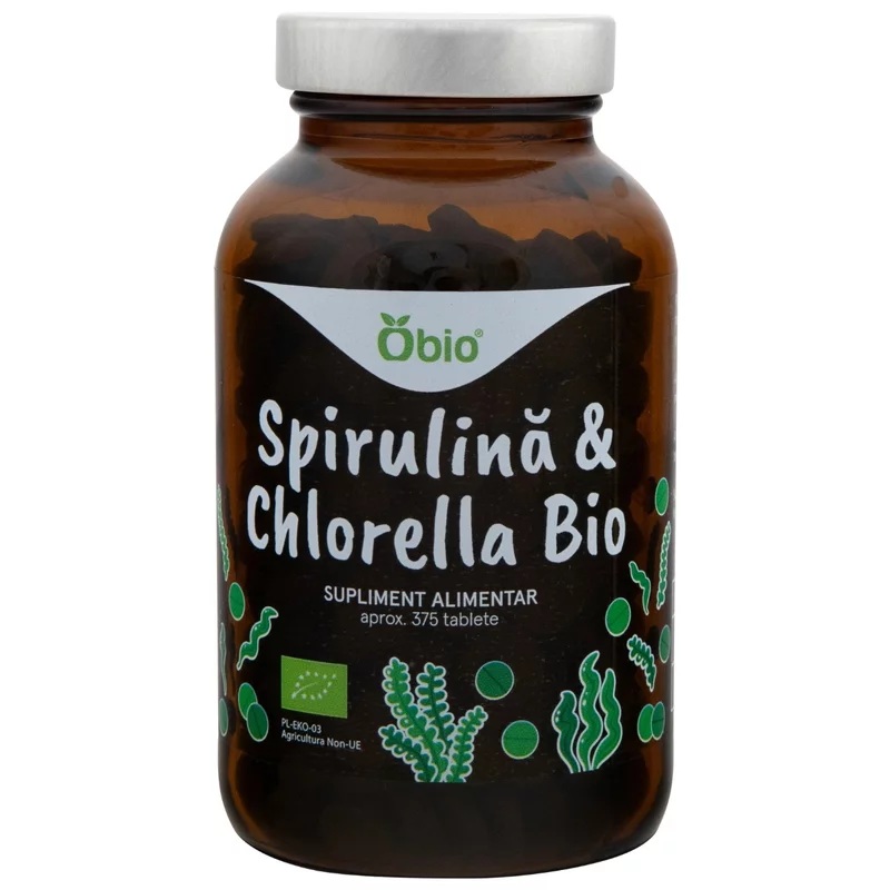 Spirulina Si Chlorella Bio, 375 tablete, Obio