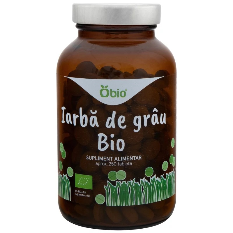 Iarba de grau bio, 250 tablete, Obio