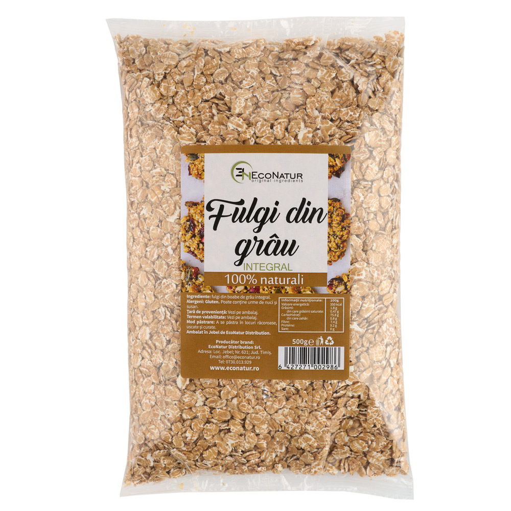 Fulgi din grau integral, 500 g, Econatur