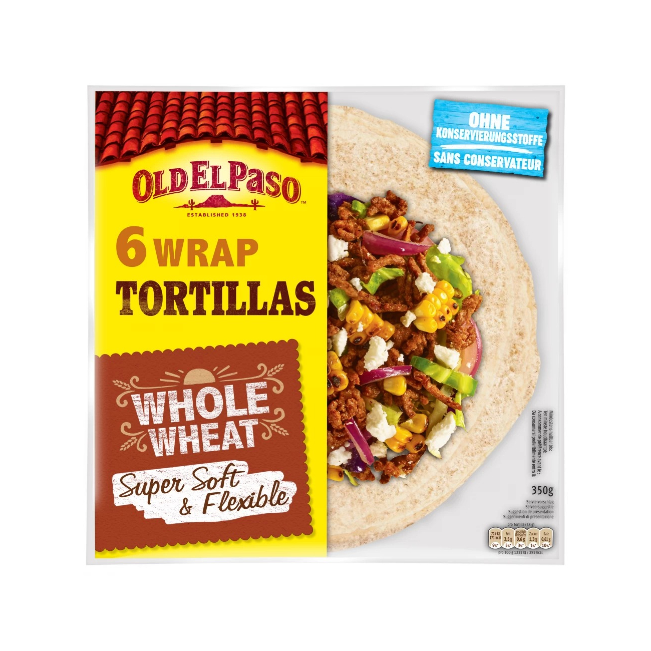 Tortillas din faina integrala, 350 g, Old El Paso