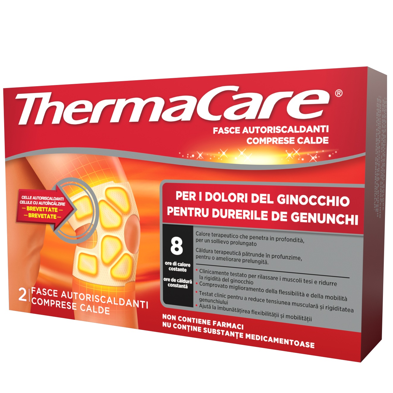 Comprese cu efect de incalzire pentru genunchi, 2 comprese, ThermaCare