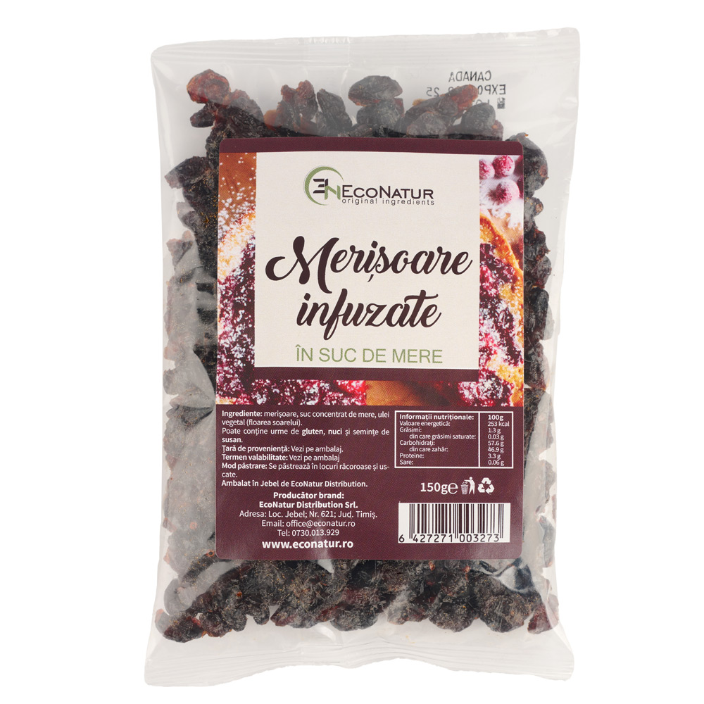 Merisoare infuzate in suc de mere, 150 g, Econatur