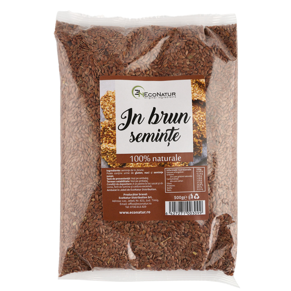 Seminte de in brun, 500 g, Econatur