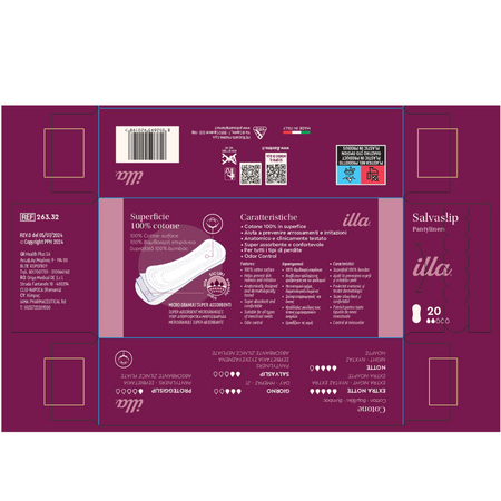 Absorbante bumbac zilnice, 2 picaturi Illa, 20 bucati, Pietrasanta Pharma 632842