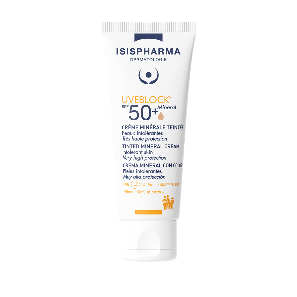 Crema cu protectie solara UVEBLOCK SPF 50+ Tinted Mineral, 40 ml, Isis Pharma