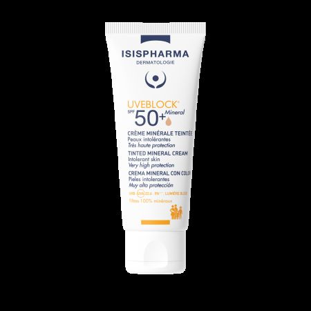 Crema cu protectie solara UVEBLOCK SPF 50+ Tinted Mineral, 40 ml, Isis Pharma