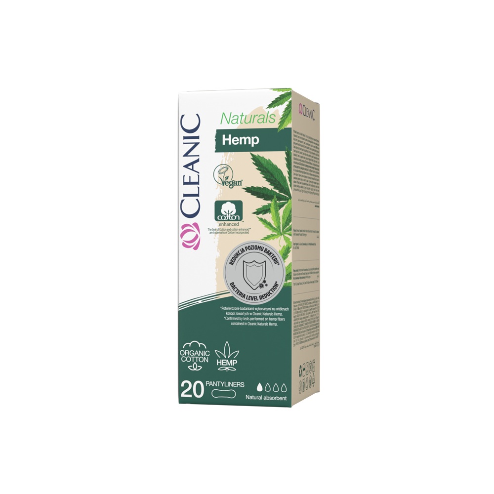 Absorbante zilnice din bumbac si canepa, 20 bucati, Cleanic