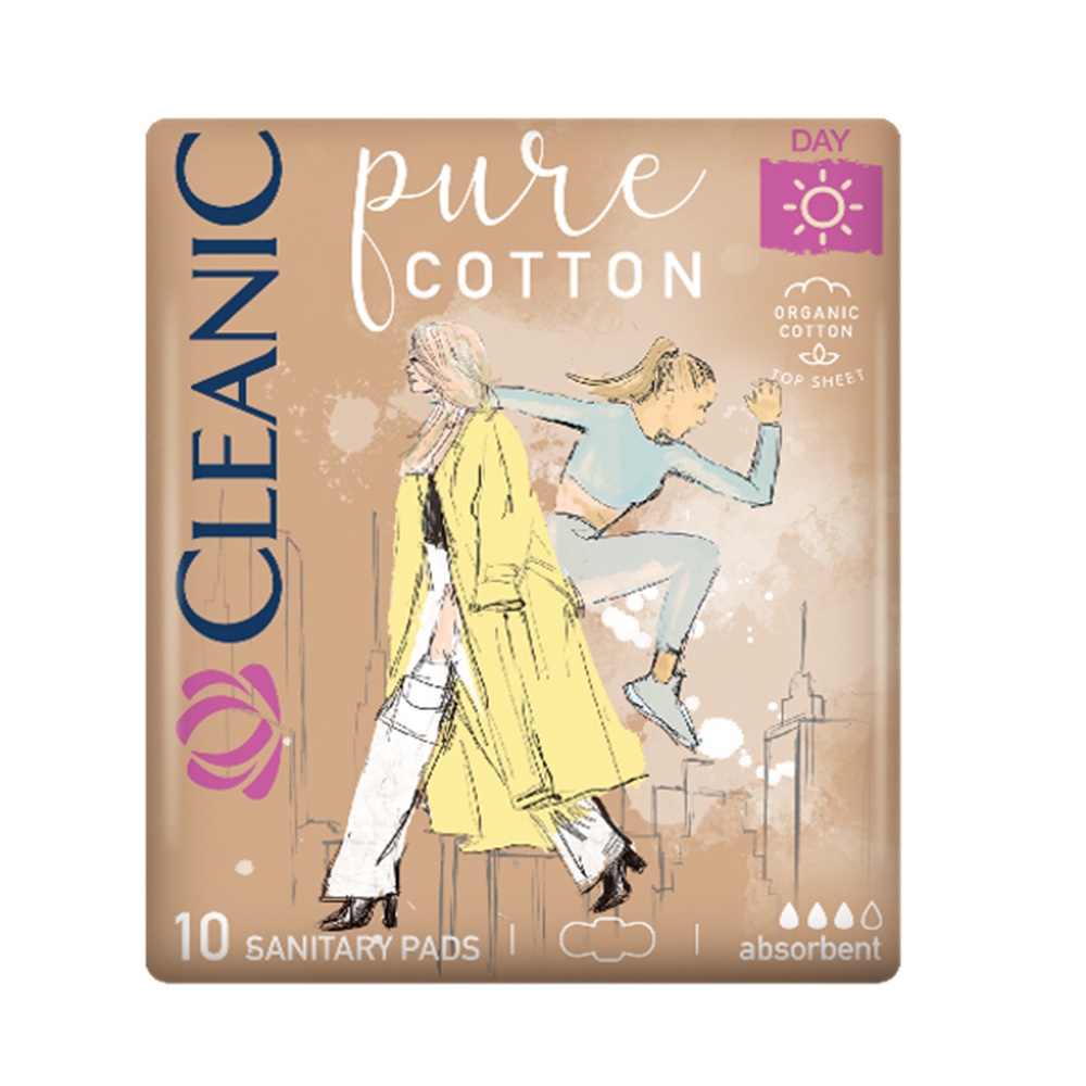 Absorbante de zi din bumbac Pure Cotton, 10 bucati, Cleanic