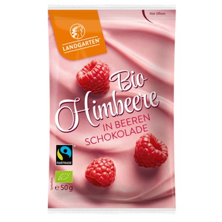 Zmeura in ciocolata cu fructe de padure Bio, 50 g, Landgarten