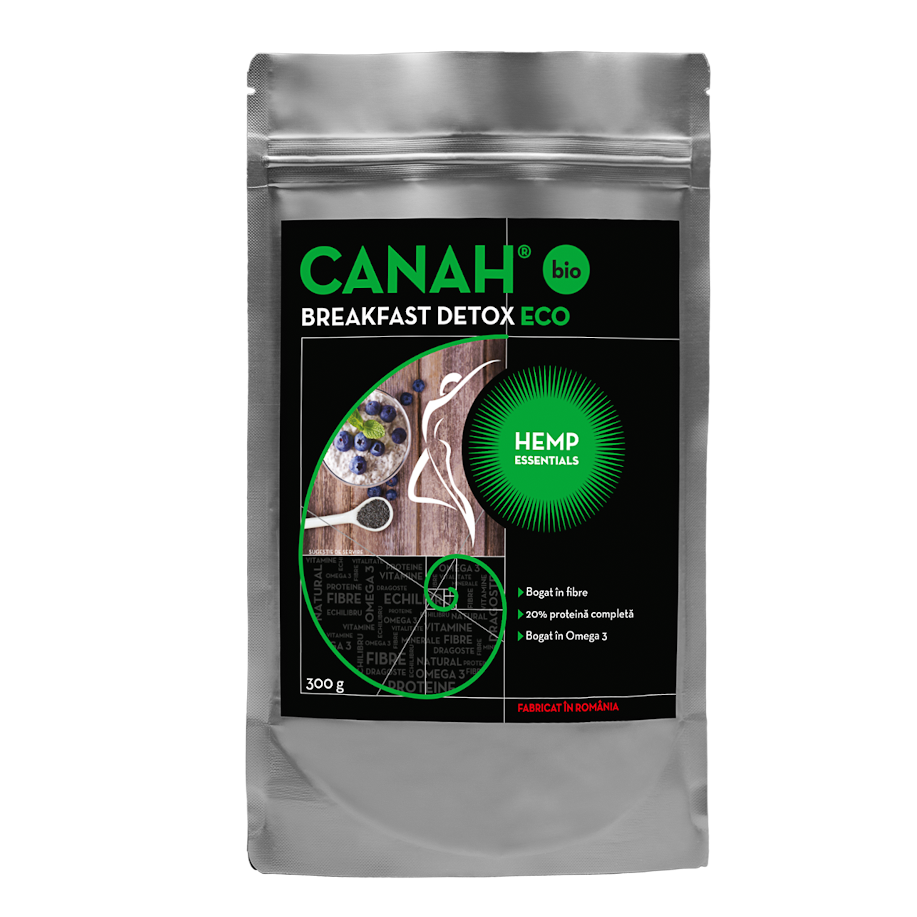 Fibre din seminte de canepa eco Breakfast Detox, 300 g, Canah