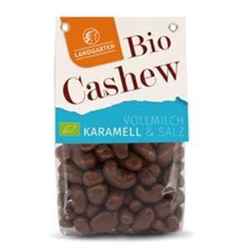 Caju in ciocolata cu lapte si caramel Bio, 170 g, Landgarten