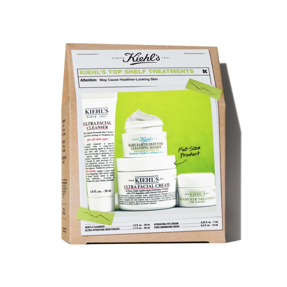 Set gel de curatare pentru fata + masca pentru curatarea fetei + crema hidratanta de fata + crema intens hidratanta pentru zona ochilor Top Shelf Treatments, Kiehl's