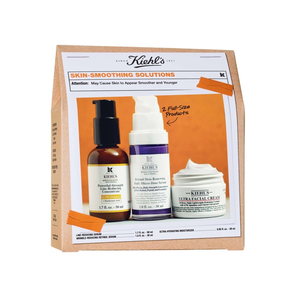 Set Serum antirid cu Vitamin 50 ml + Serum antirid cu Retinol 30 ml + Crema hidratanta pentru toate tipurile de ten 28 ml Skin Smoothing Solutions, Kiehl's