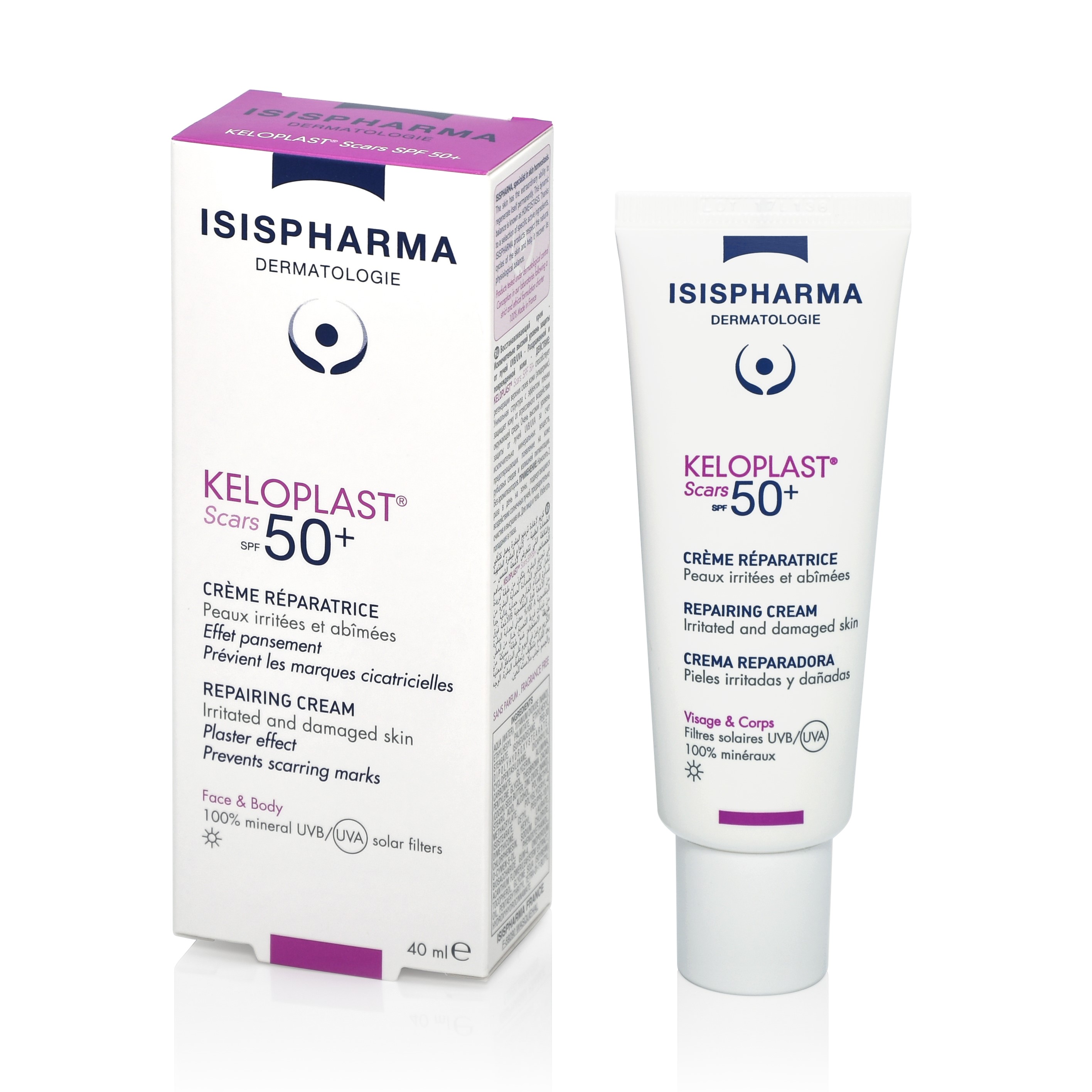 Crema reparatoare Keloplast Scars SPF 50+, 40 ml, Isispharma