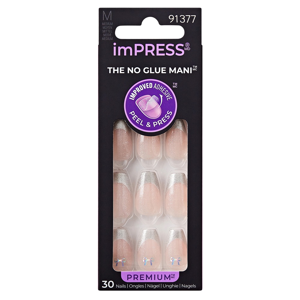 Unghii false Memory Lane Medium Impress Premium, 30 bucati, Kiss