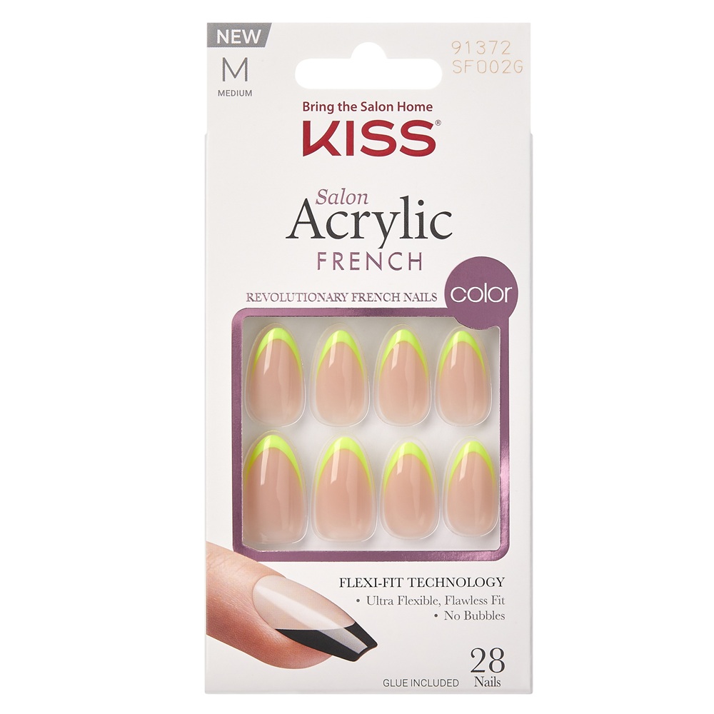 Unghii false Hype Medium Salon Acrylic French Color, 28 bucati, Kiss