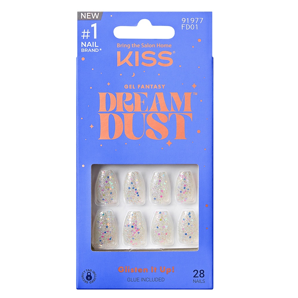 Unghii false Mood Dust Short Gel Fantasy Dreamdust, 28 bucati, Kiss