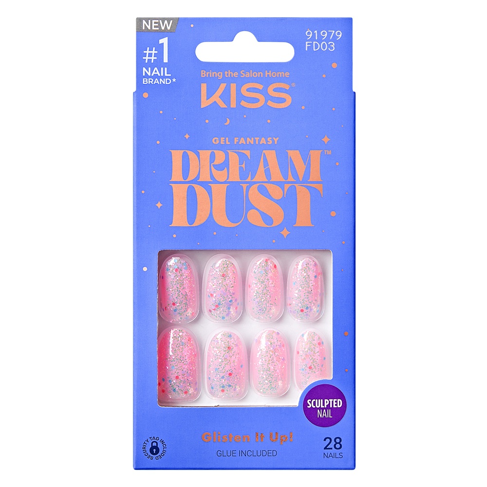 Unghii false Diamonds 4 Me Medium Gel Fantasy Dreamdust, 28 bucati, Kiss