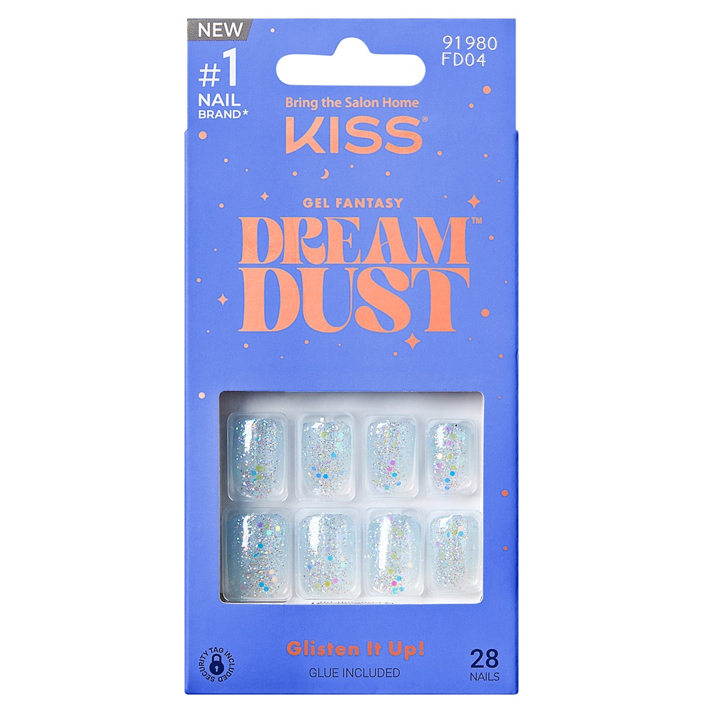 Unghii false Champagnes Short Gel Fantasy Dreamdust, 28 bucati, Kiss