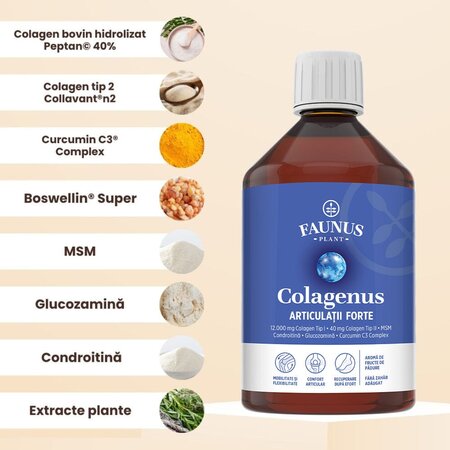 Colagen hidrolizat pentru articulatii Colagenus Articulatii Forte, 500 ml, Faunus Plant 739420