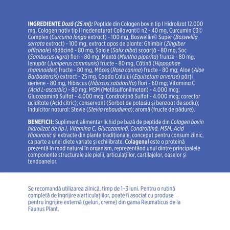 Colagen hidrolizat pentru articulatii Colagenus Articulatii Forte, 500 ml, Faunus Plant 739423
