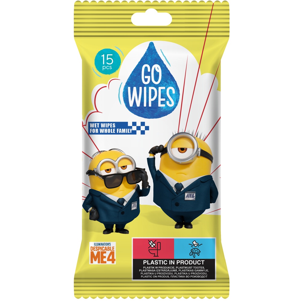 Servetele umede pentru copii Minions, 15 bucati, Go Wipes