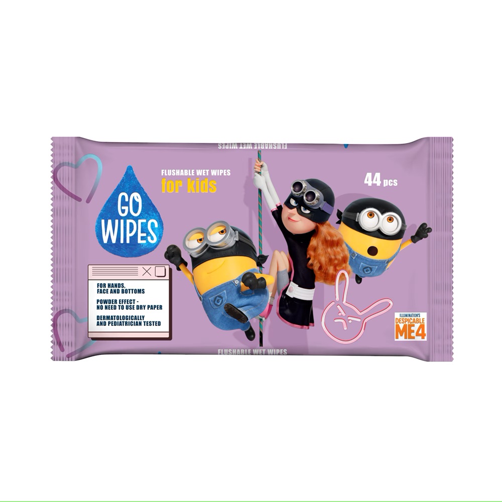 Hartie igienica umeda Minions, 44 bucati, Go Wipes