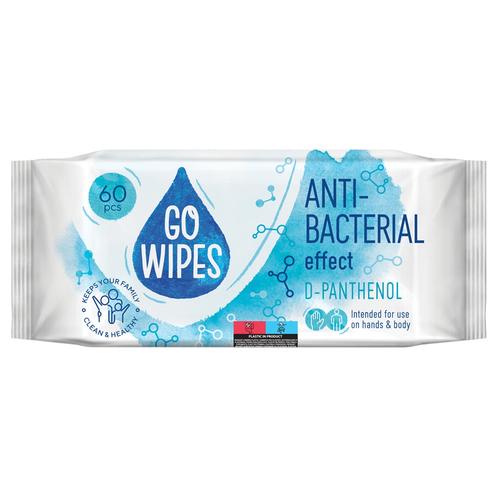 Servetele umede antibacteriane cu D-panthenol, 60 bucati, Go Wipes