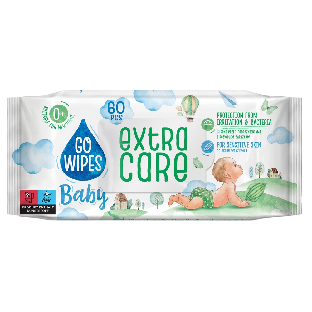 Servetele umede pentru copii Extra Care, 60 bucati, Go Wipes