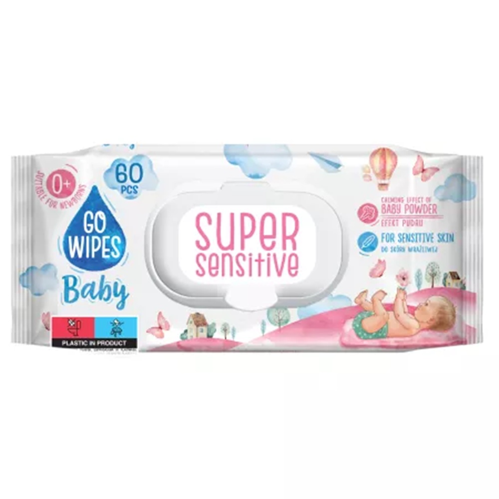 Servetele umede pentru copii Super Sensitive, 60 bucati, Go Wipes