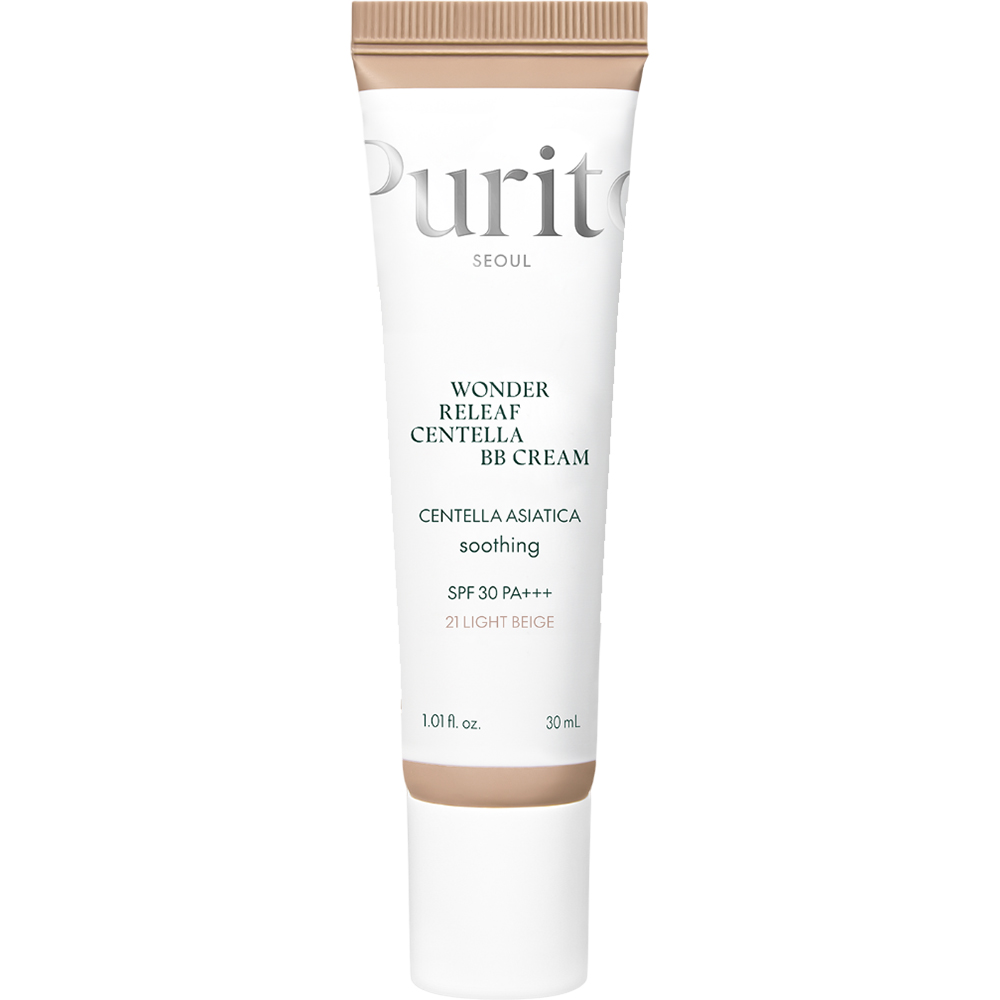 Crema BB multifunctionala cu SPF 30 PA+++ Nuanta 21 Light Beige Wonder Releaf Centella, 30 ml, Purito