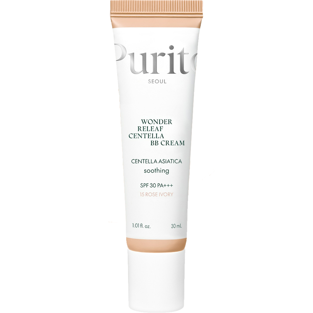 Crema BB multifunctionala cu SPF 30 PA+++ Nuanta 15 Rose Ivory Wonder Releaf Centella, 30 ml, Purito