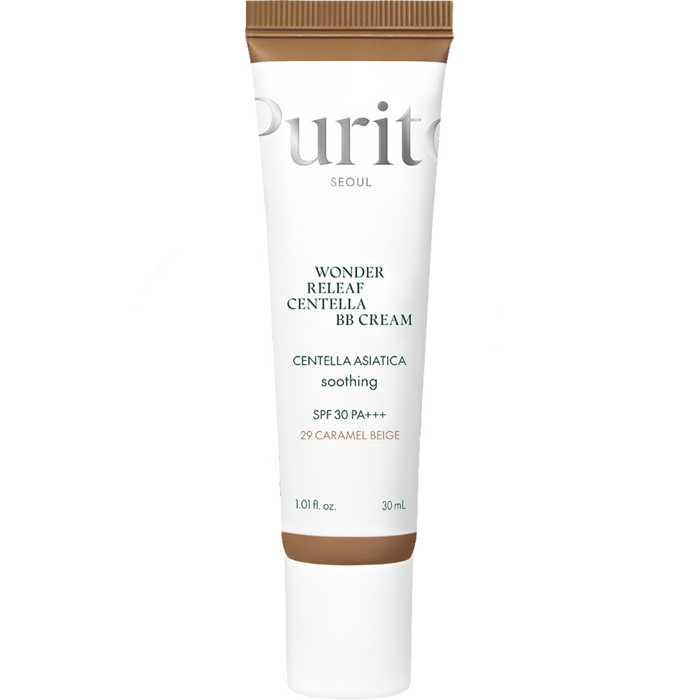 Crema BB multifunctionala cu SPF 30 PA+++ Nuanta 29 Caramel Beige Wonder Releaf Centella, 30 ml, Purito